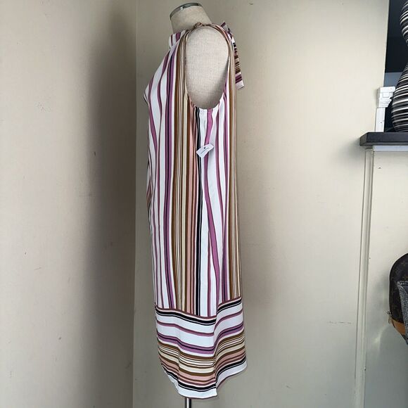 NWT Apt .9 Multicolor Sleeveless Striped Dress Pink Black Cream Midi Sz Small - Picture 4 of 9